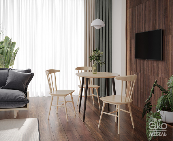 Стол СИРИУС 800х800 из массива березы, Лофт